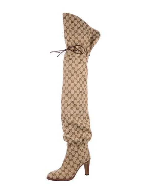 gucci fashion show 2018 hiking boots|Gucci monogram thigh high boots.